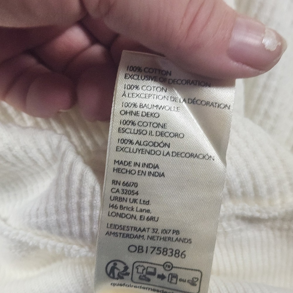 NWOT Free People‎ We The Free Spanish Rose Waffle Long Sleeve Shirt Ivory M - Picture 7 of 9